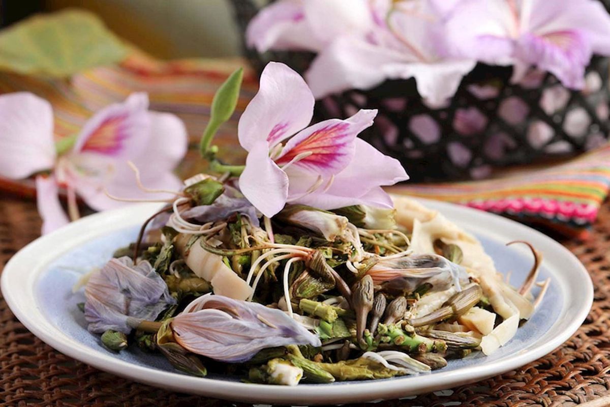 Bamboo Shoot Salad with Ban Flower Lai Chau Vietnam 